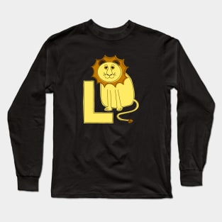 L is for Lion - Yellow L Initial Long Sleeve T-Shirt